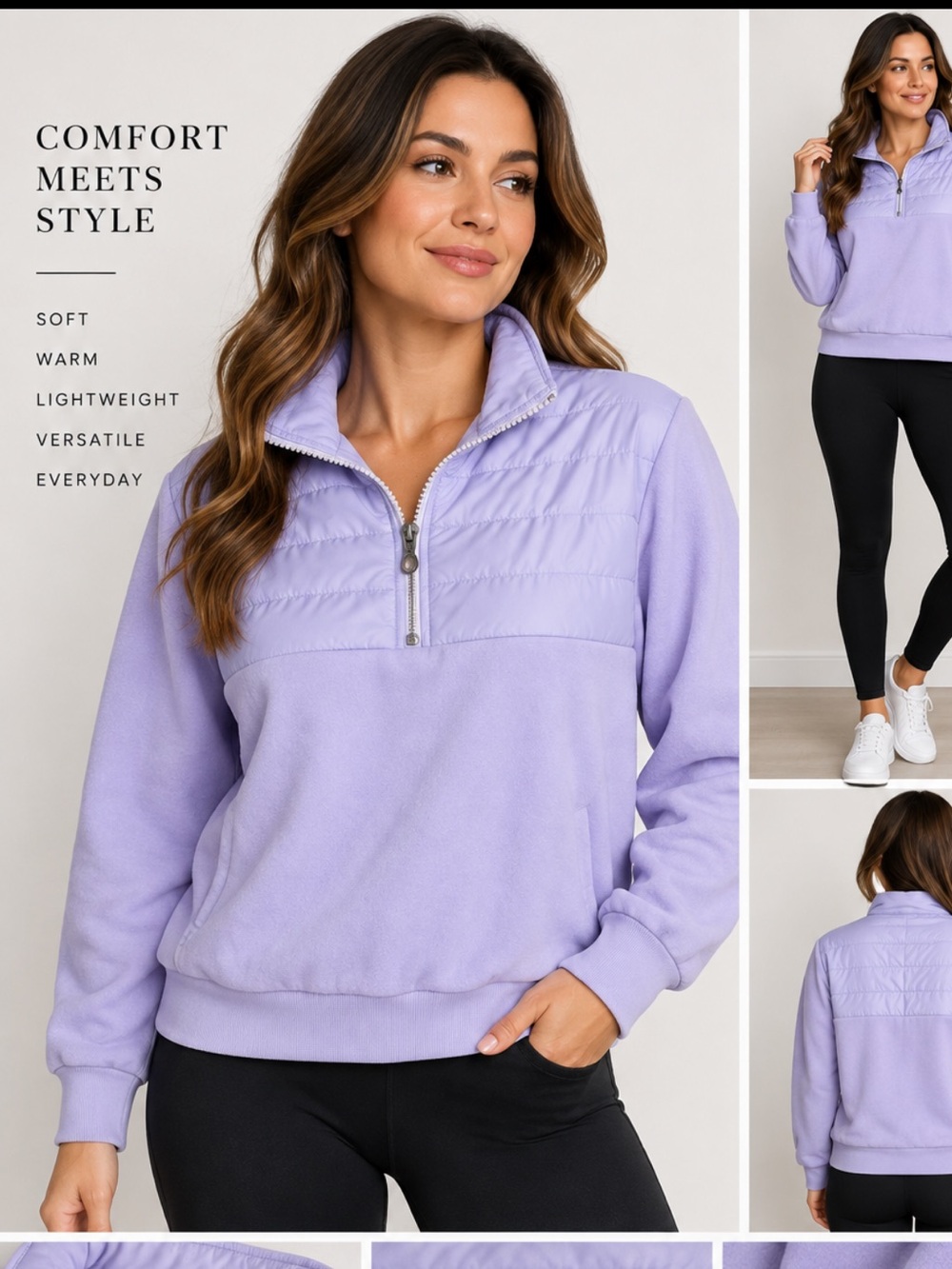 RLX Ralph Lauren black label Lavender Half-Zip Women’s Sweater size M new